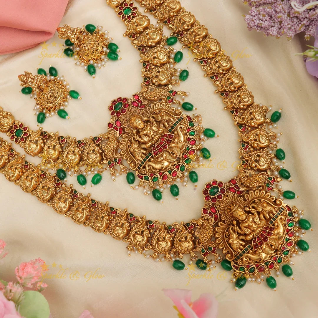 Exquisite Lakshmi Temple Kemp Bridal Set - Sparkle & Glow
