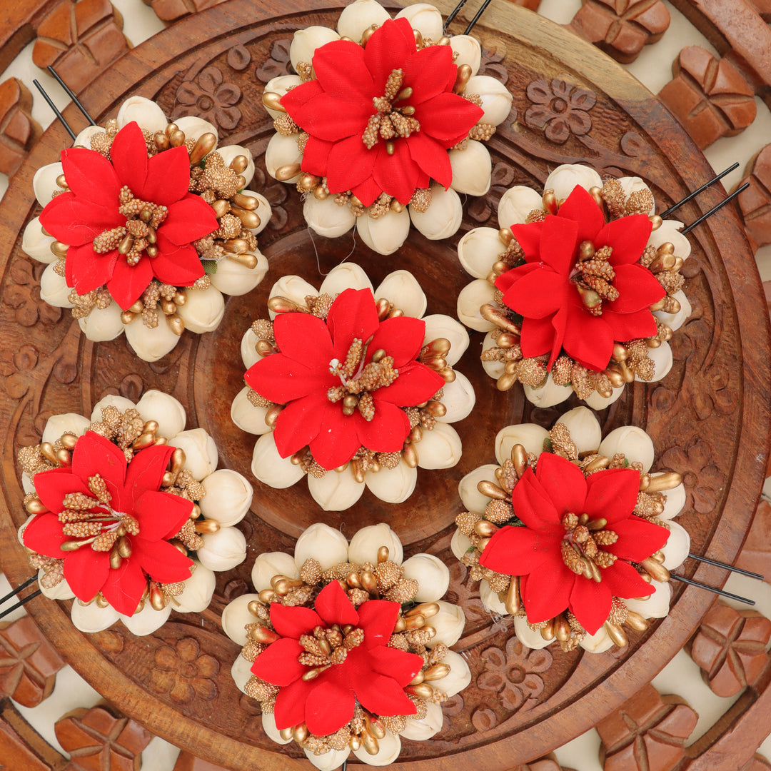 Elegant Floral Hairpin with Gold Accents- Single piece