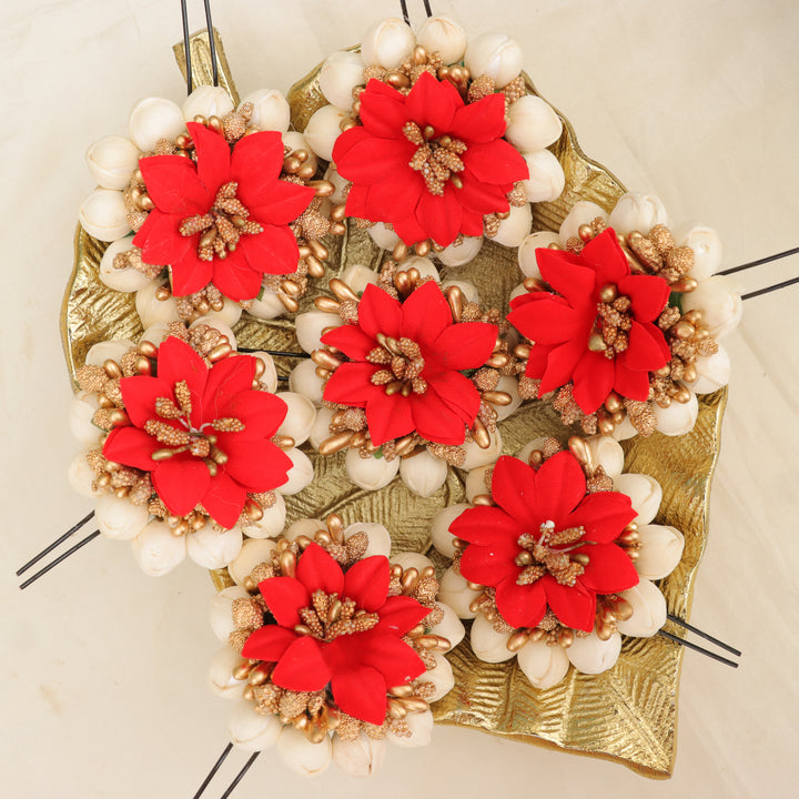 Elegant Floral Hairpin with Gold Accents- Single piece