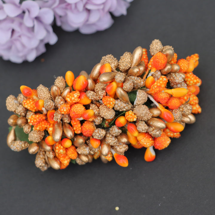 Exquisite Floral Hair Clip – Gold Festive Jewelry