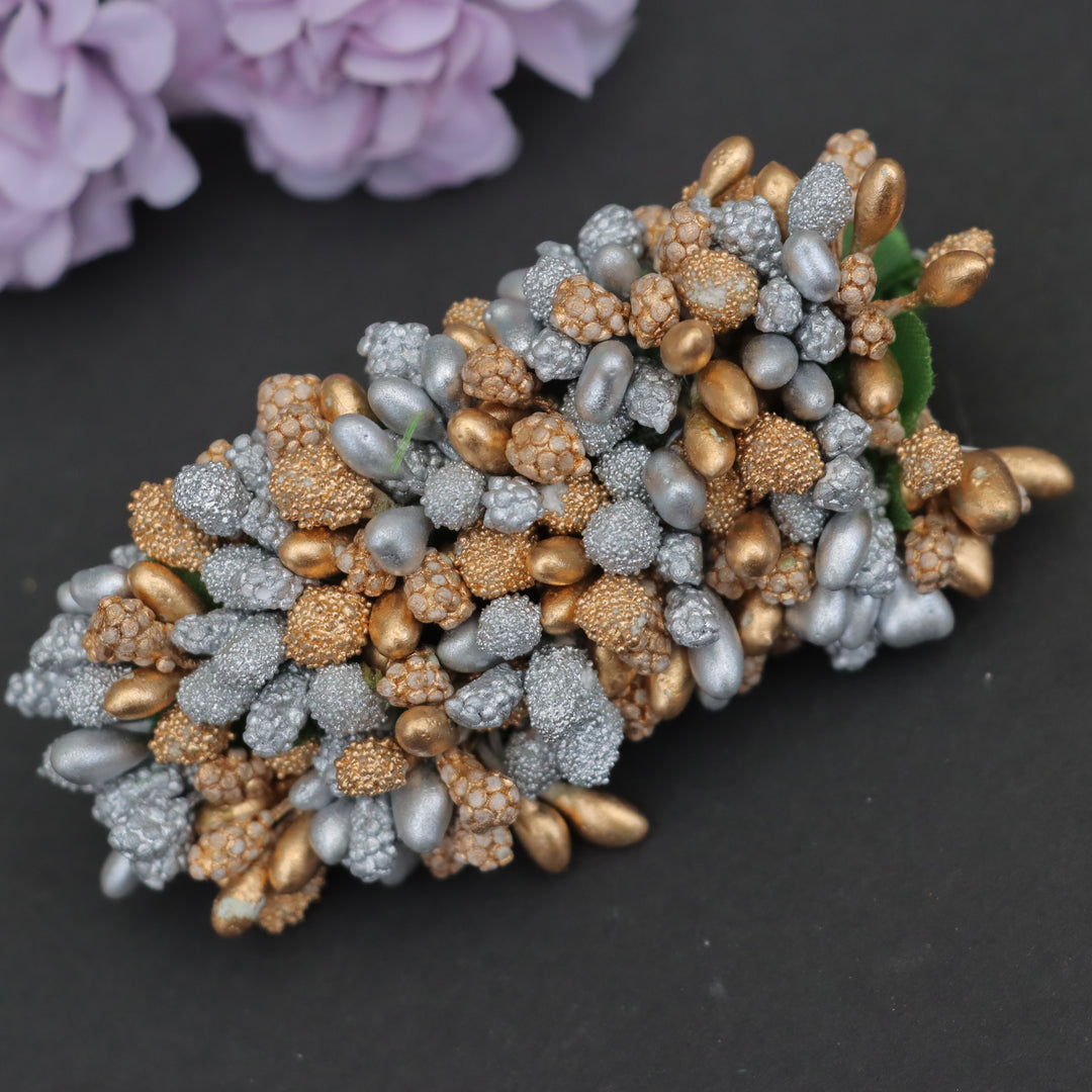 Exquisite Floral Hair Clip – Gold Festive Jewelry