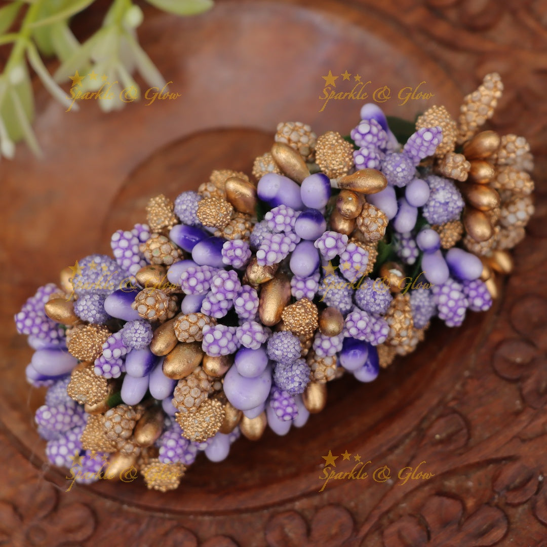 Exquisite Floral Hair Clip – Gold Festive Jewelry
