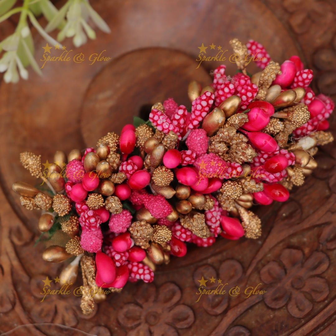 Exquisite Floral Hair Clip – Gold Festive Jewelry