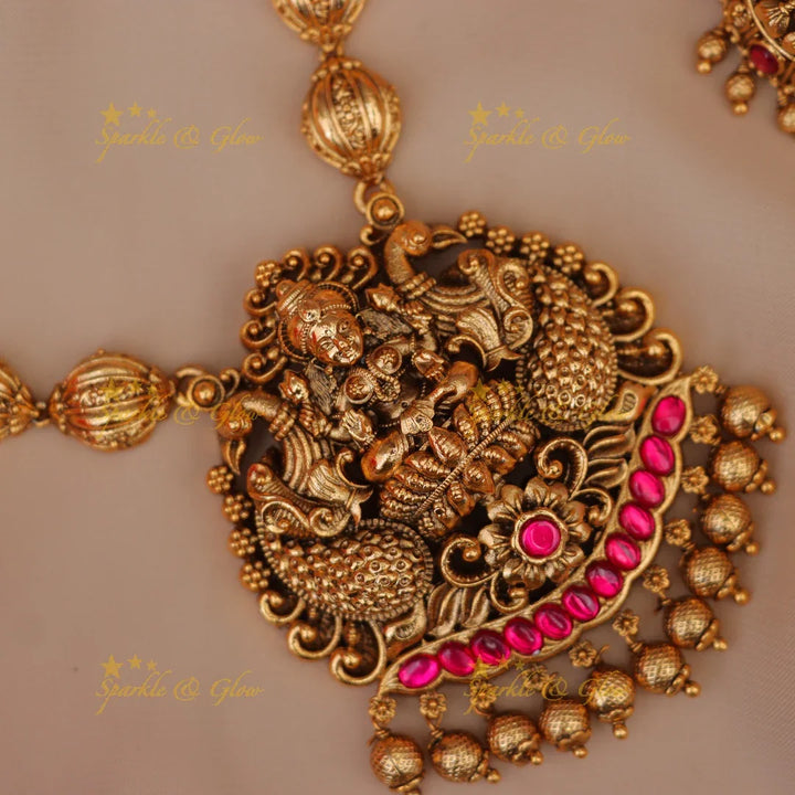 Exquisite Jadau Kundan Peacock Haram Necklace