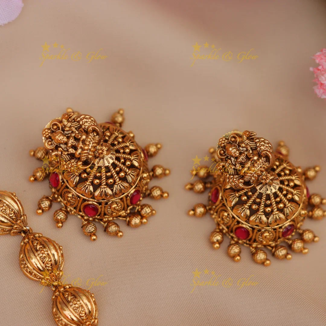 Exquisite Jadau Kundan Peacock Haram Necklace