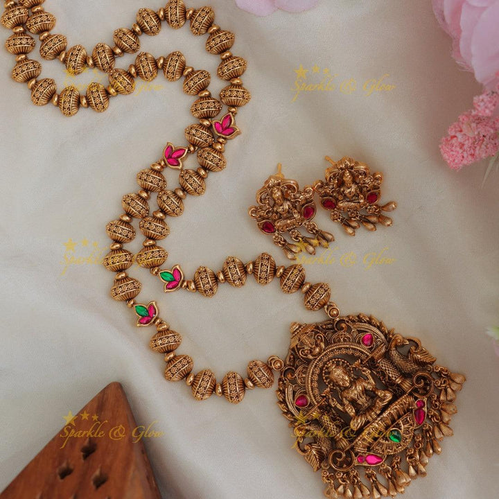 Exquisite Jadau Kundan Lakshmi Ganesha Necklace Set
