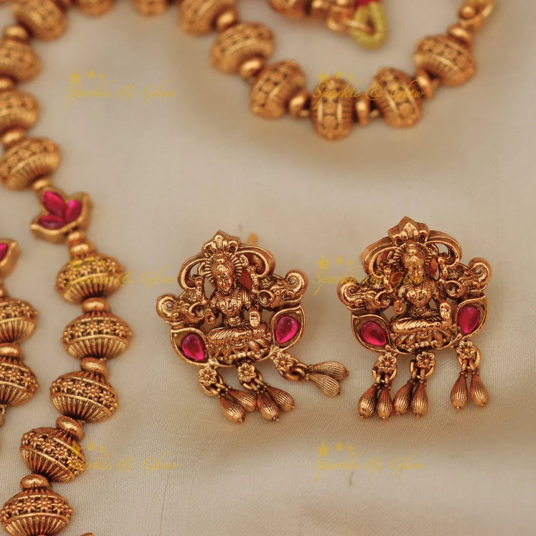 Exquisite Jadau Kundan Lakshmi Ganesha Necklace Set