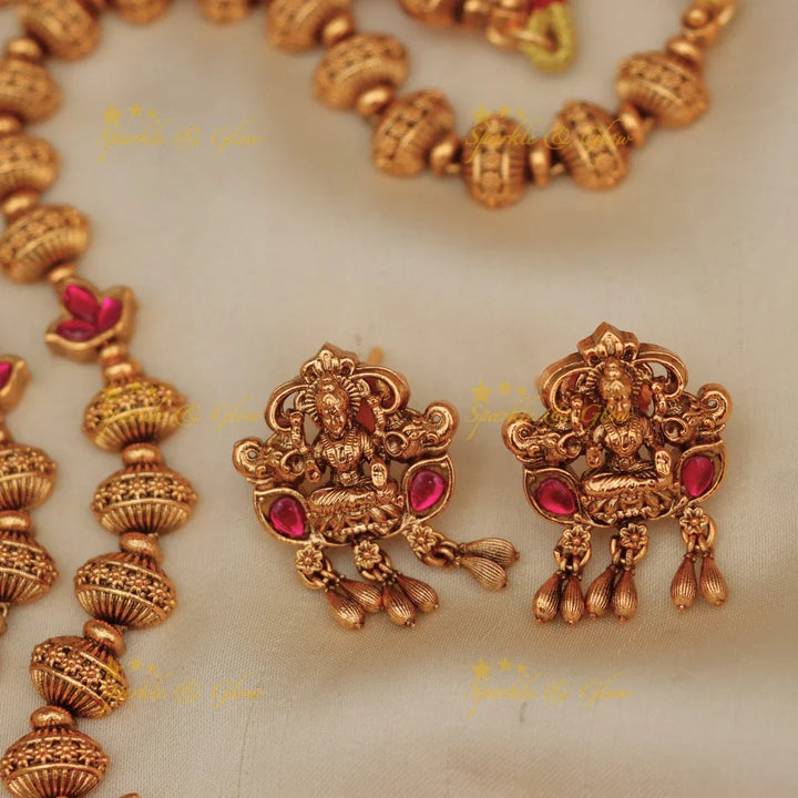 Exquisite Jadau Kundan Lakshmi Ganesha Necklace Set