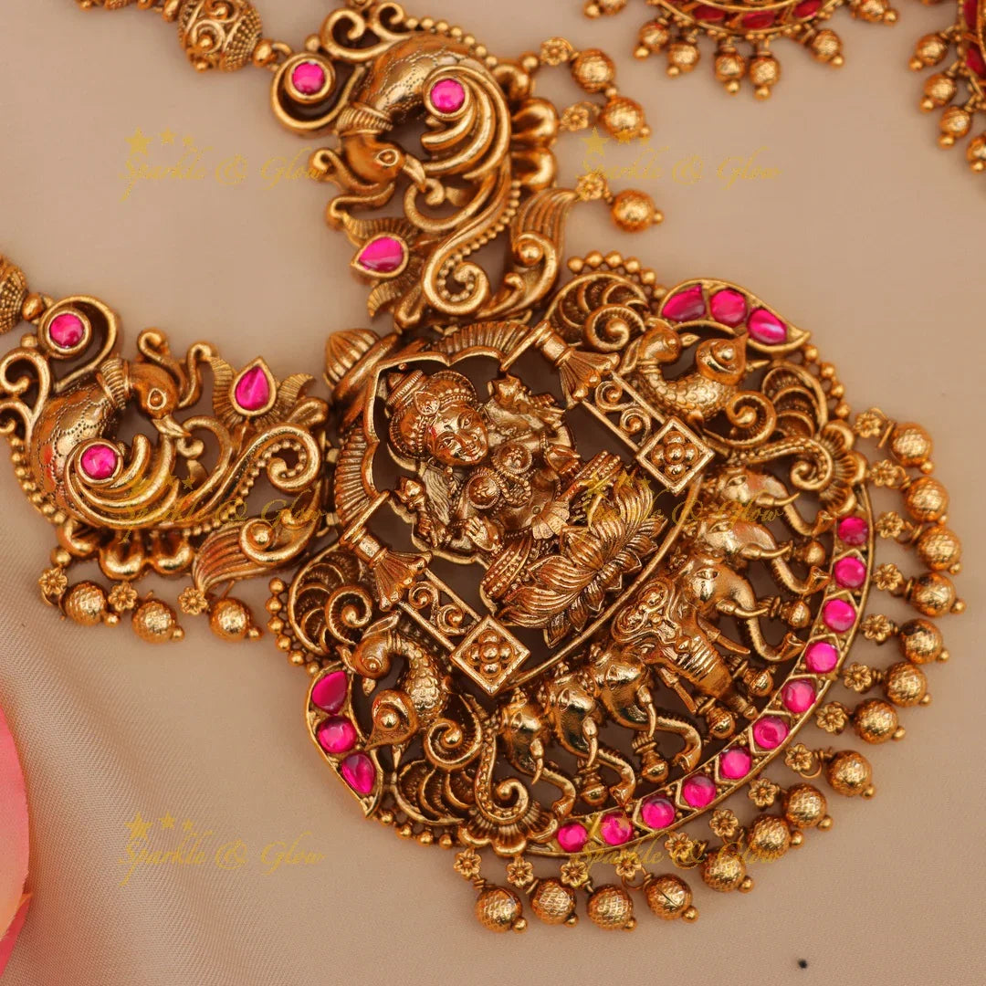 Exquisite Jadau Kundan Lakshmi Long Necklace Online