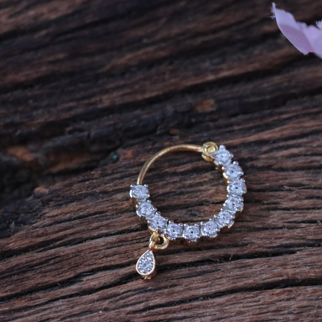 Exquisite Gold Stone Bead Nose Ring for Celebrations