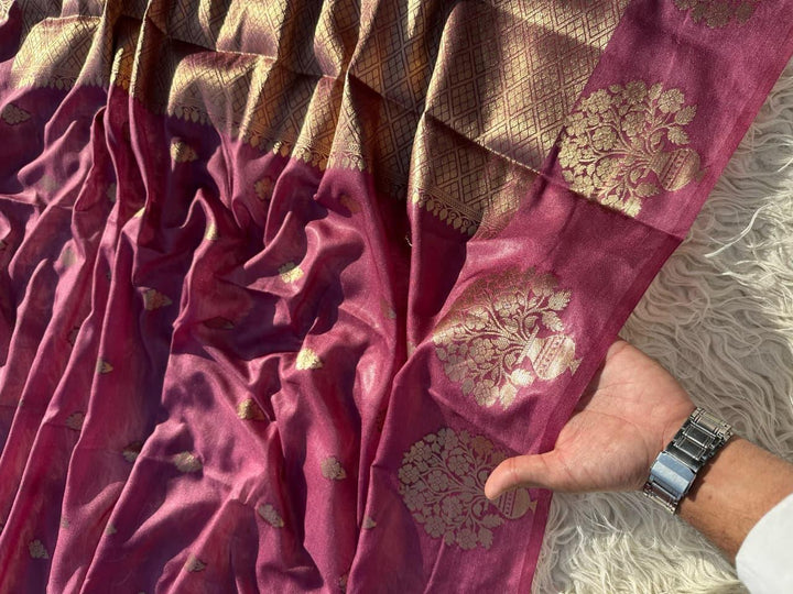 Exquisite Red Silk Saree with Gold Zari for Celebrations