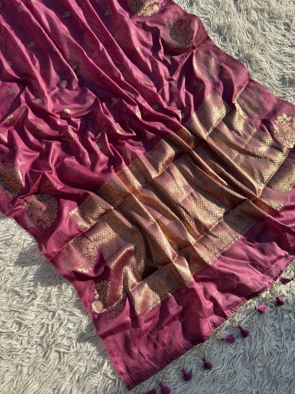 Exquisite Red Silk Saree with Gold Zari for Celebrations