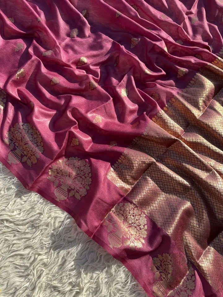 Exquisite Red Silk Saree with Gold Zari for Celebrations