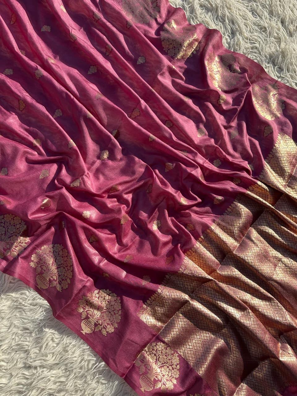 Exquisite Red Silk Saree with Gold Zari for Celebrations