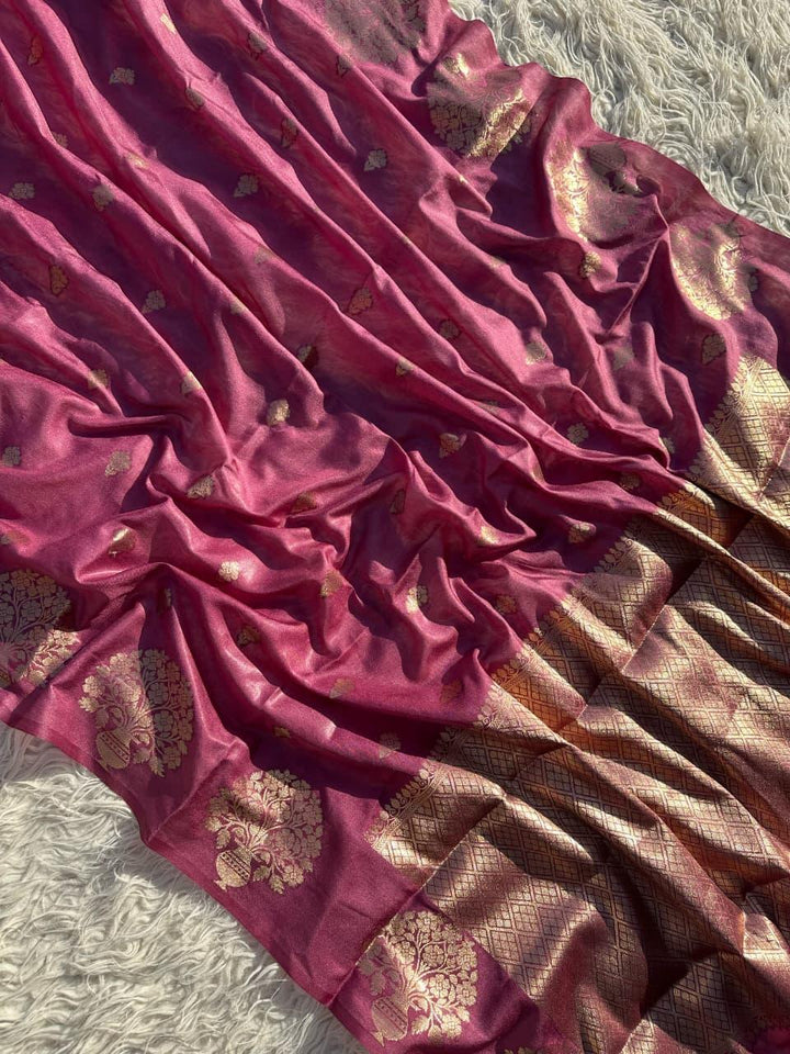 Exquisite Red Silk Saree with Gold Zari for Celebrations