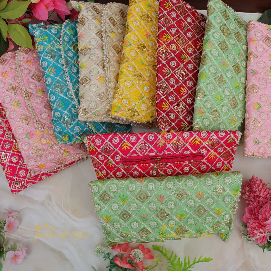 Elegant Chikankari Festive Gift Bags Collection set of 10