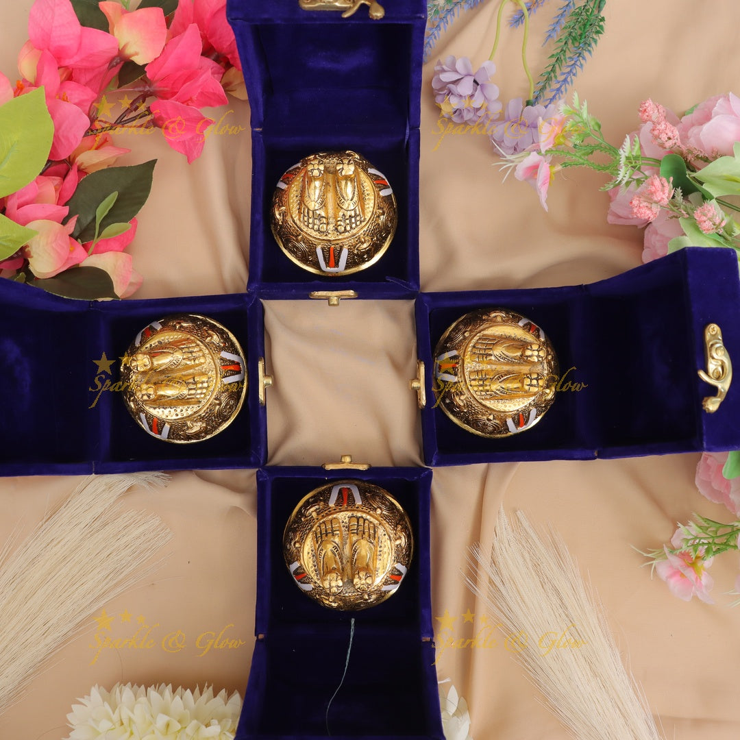 Elegant Lord Venkateshwara Feet Gold Gift Set Single PC
