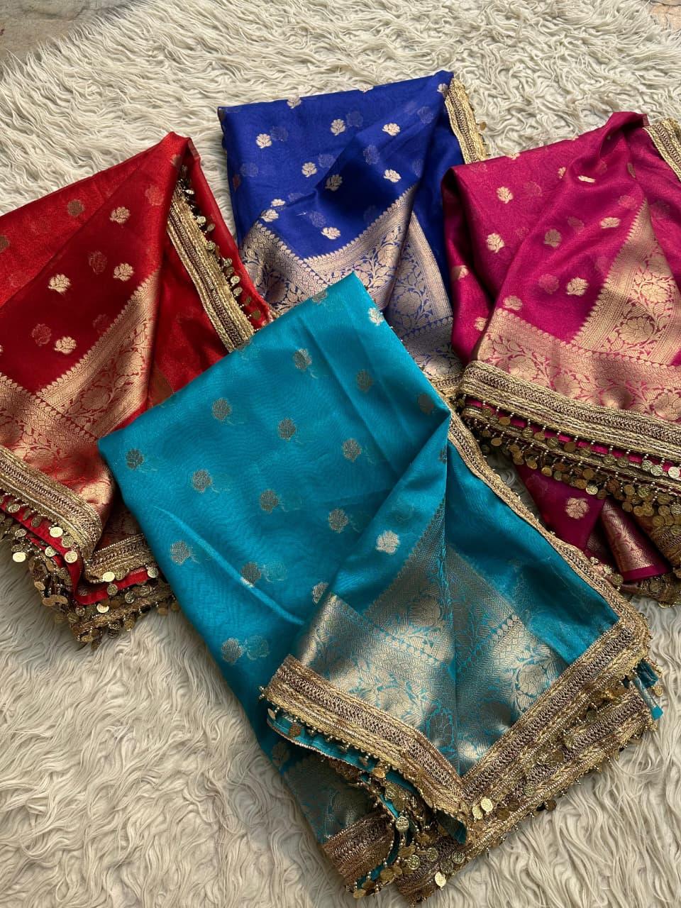 Elegant Pink Tissue Organza Saree - Perfect for Celebrations