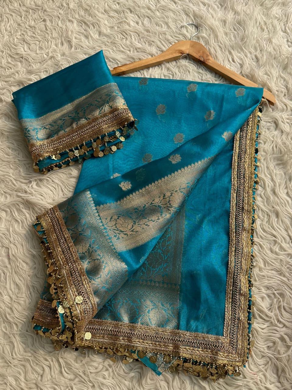 Elegant Pink Tissue Organza Saree - Perfect for Celebrations