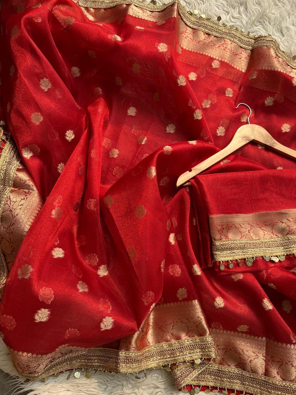 Elegant Pink Tissue Organza Saree - Perfect for Celebrations