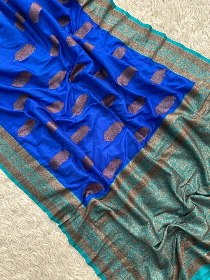 Elegant Blue Banarasi Silk Saree for Weddings & Festivities