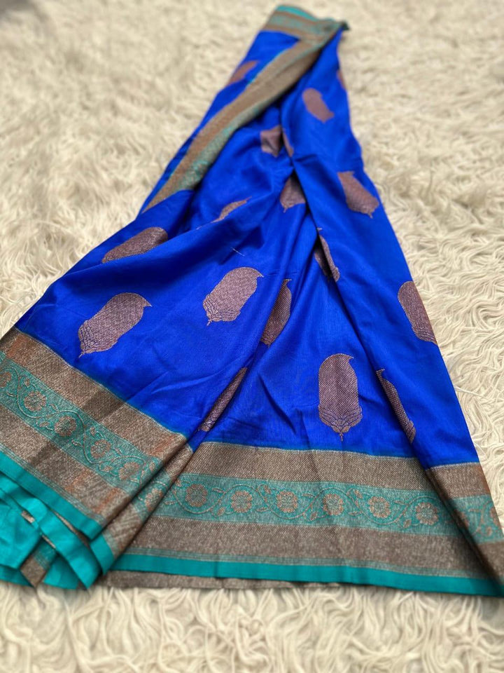 Elegant Blue Banarasi Silk Saree for Weddings & Festivities