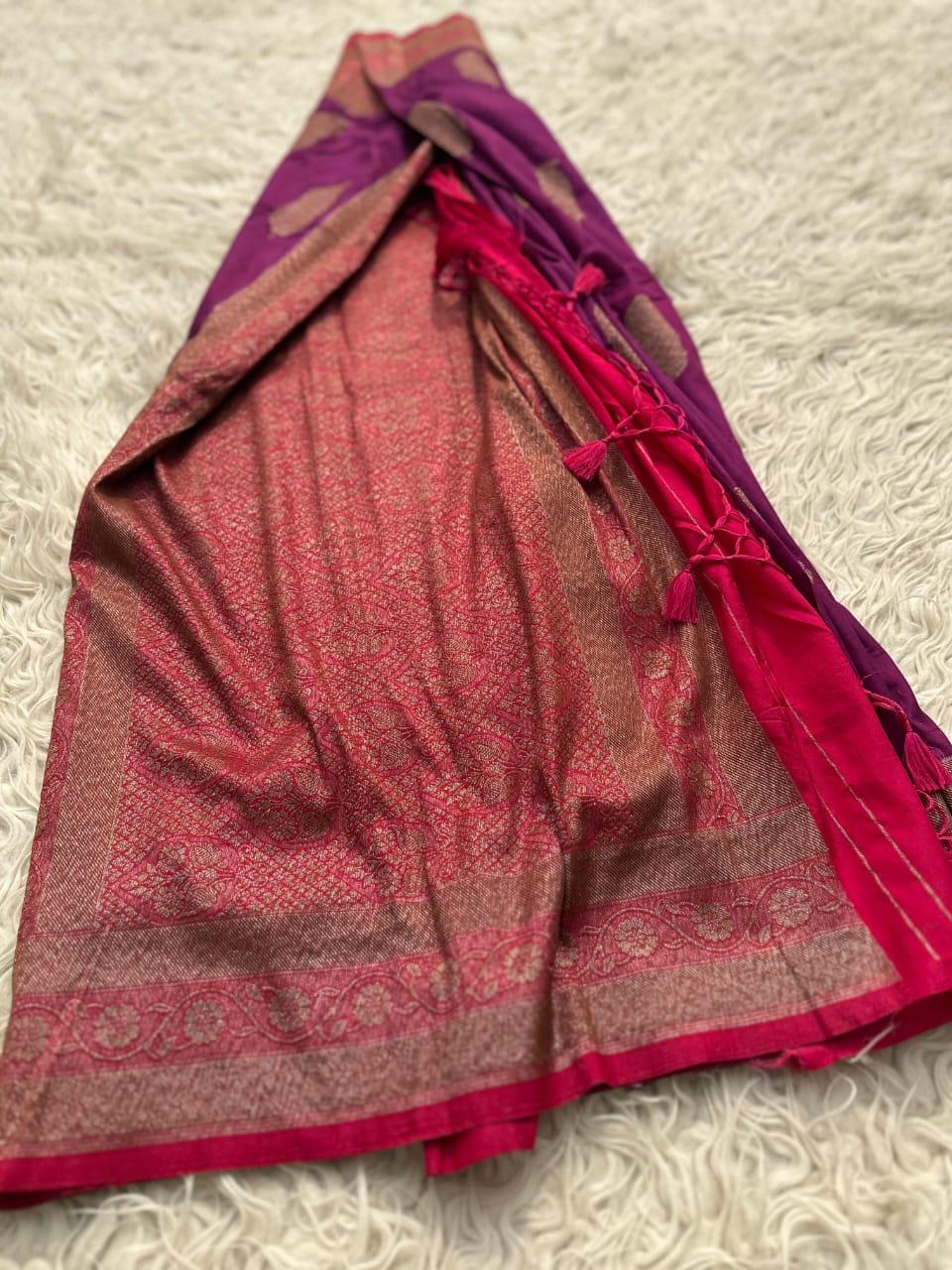 Elegant Blue Banarasi Silk Saree for Weddings & Festivities