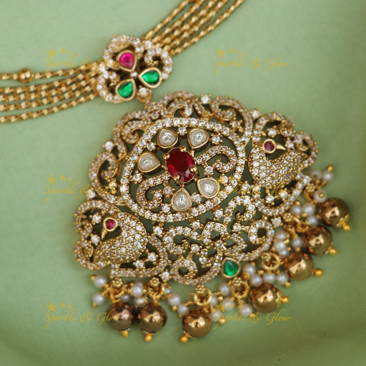 Victorian AD Peacock Necklace Set - Exquisite Elegance