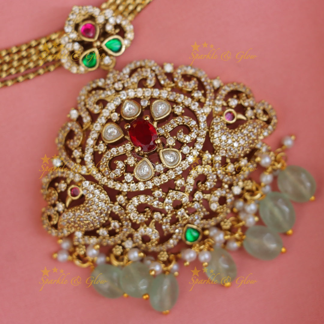 Victorian AD Peacock Necklace Set - Exquisite Elegance