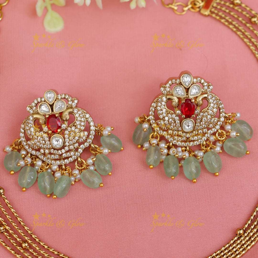 Victorian AD Peacock Necklace Set - Exquisite Elegance