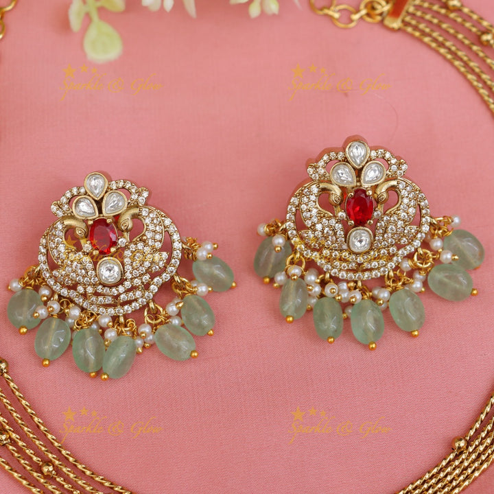 Victorian AD Peacock Necklace Set - Exquisite Elegance