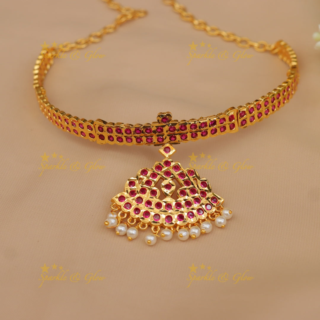 Elegant Pink Stone Choker Necklace for Weddings