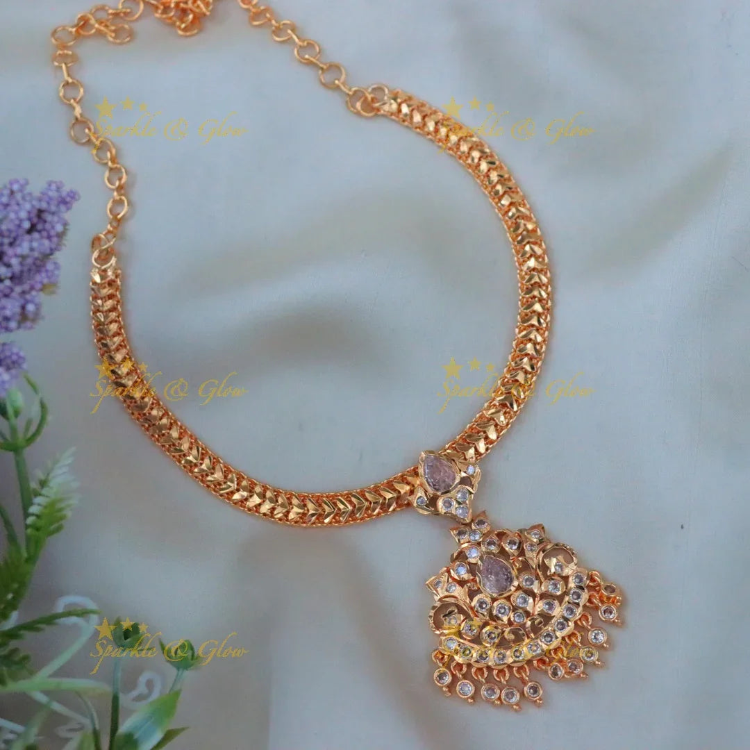 WhiteElegant Micro Gold Polish Short Necklace for Festive Glamour