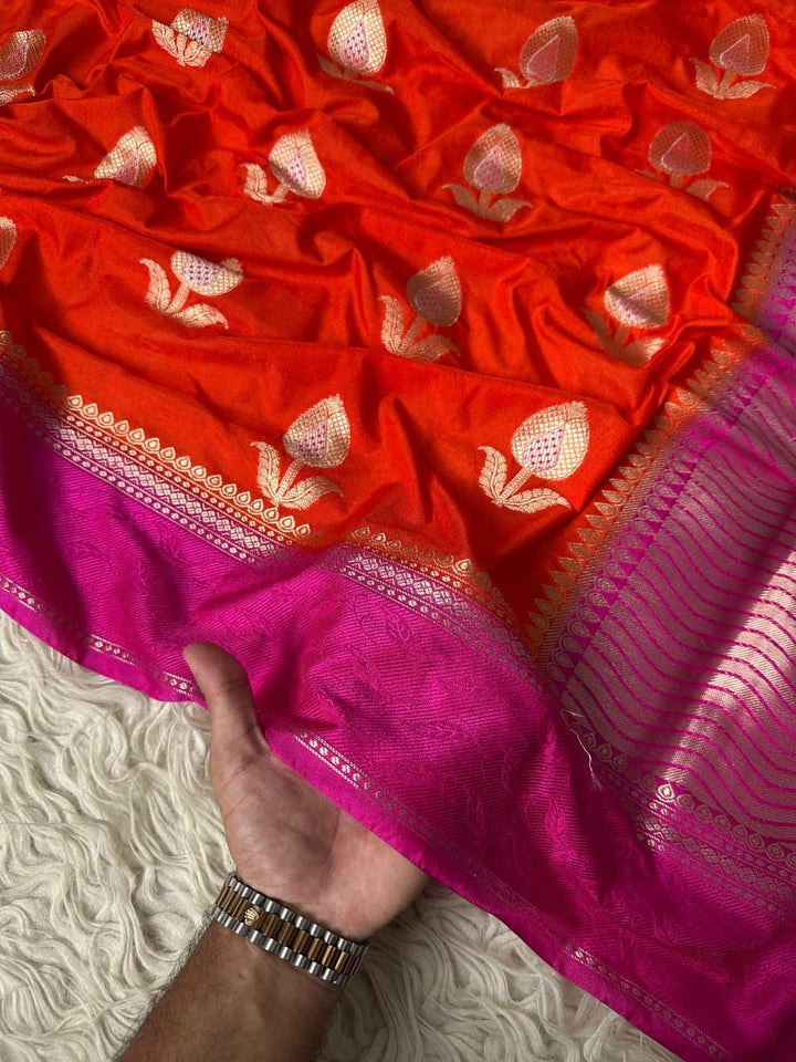 Exquisite Banarasi Semi Raw Mango Silk Saree