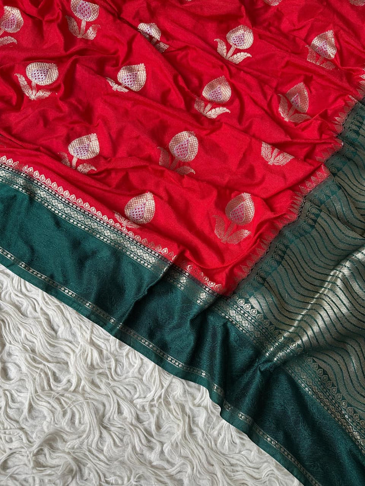 Exquisite Banarasi Semi Raw Mango Silk Saree