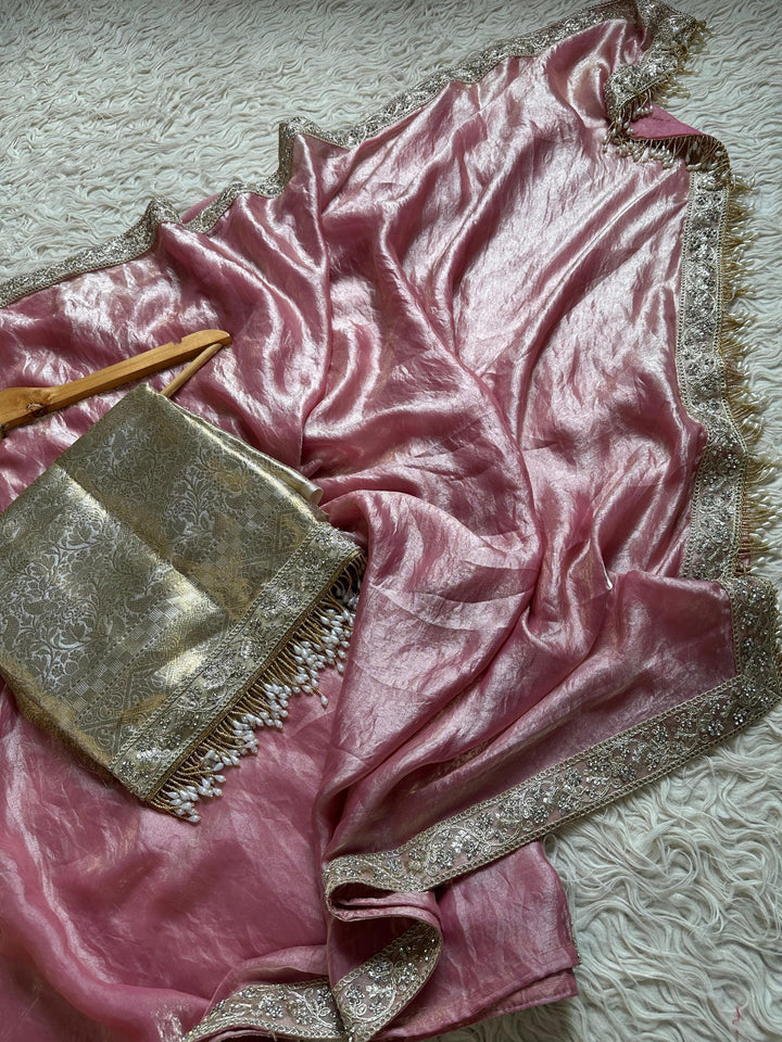 Exquisite Premium Gold Zari Tissue Silk Saree