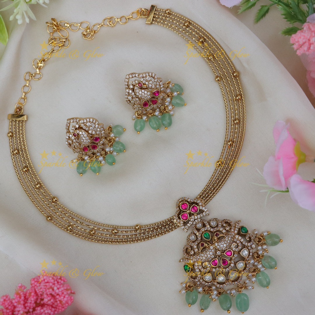 Exquisite Peacock Floral Necklace - Sparkle & Glow