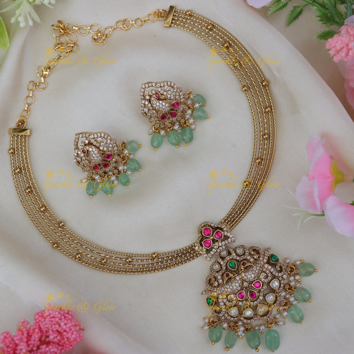 Exquisite Peacock Floral Necklace - Sparkle & Glow