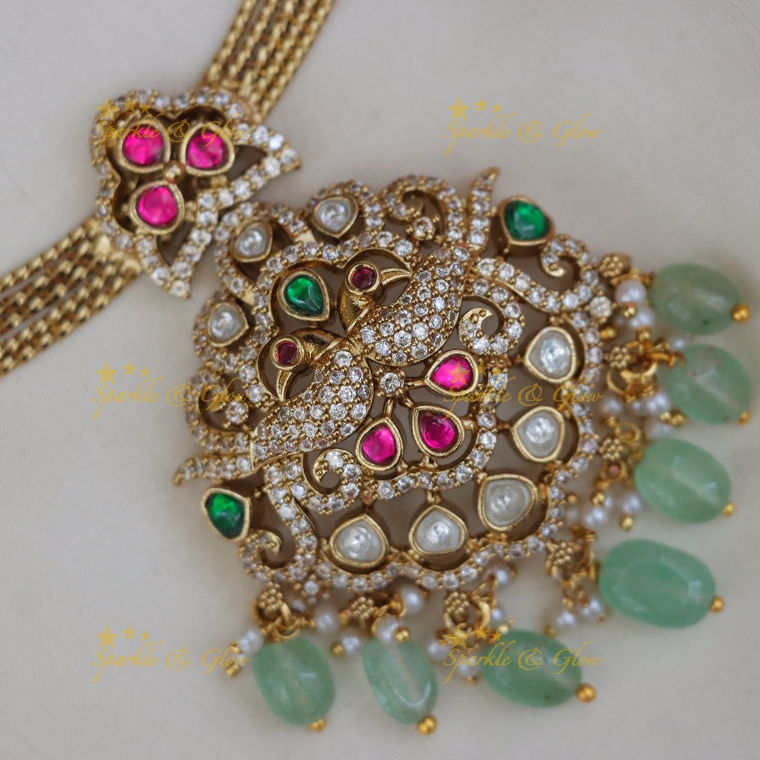 Exquisite Peacock Floral Necklace - Sparkle & Glow