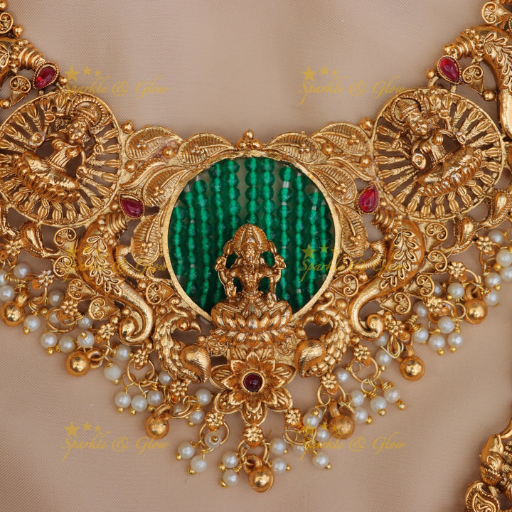 Exquisite Emerald Temple Bridal Jewellery Set