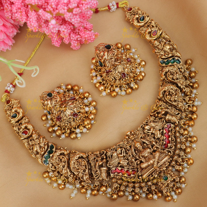 Exquisite Lakshmi Peacock Bridal Necklace for Weddings