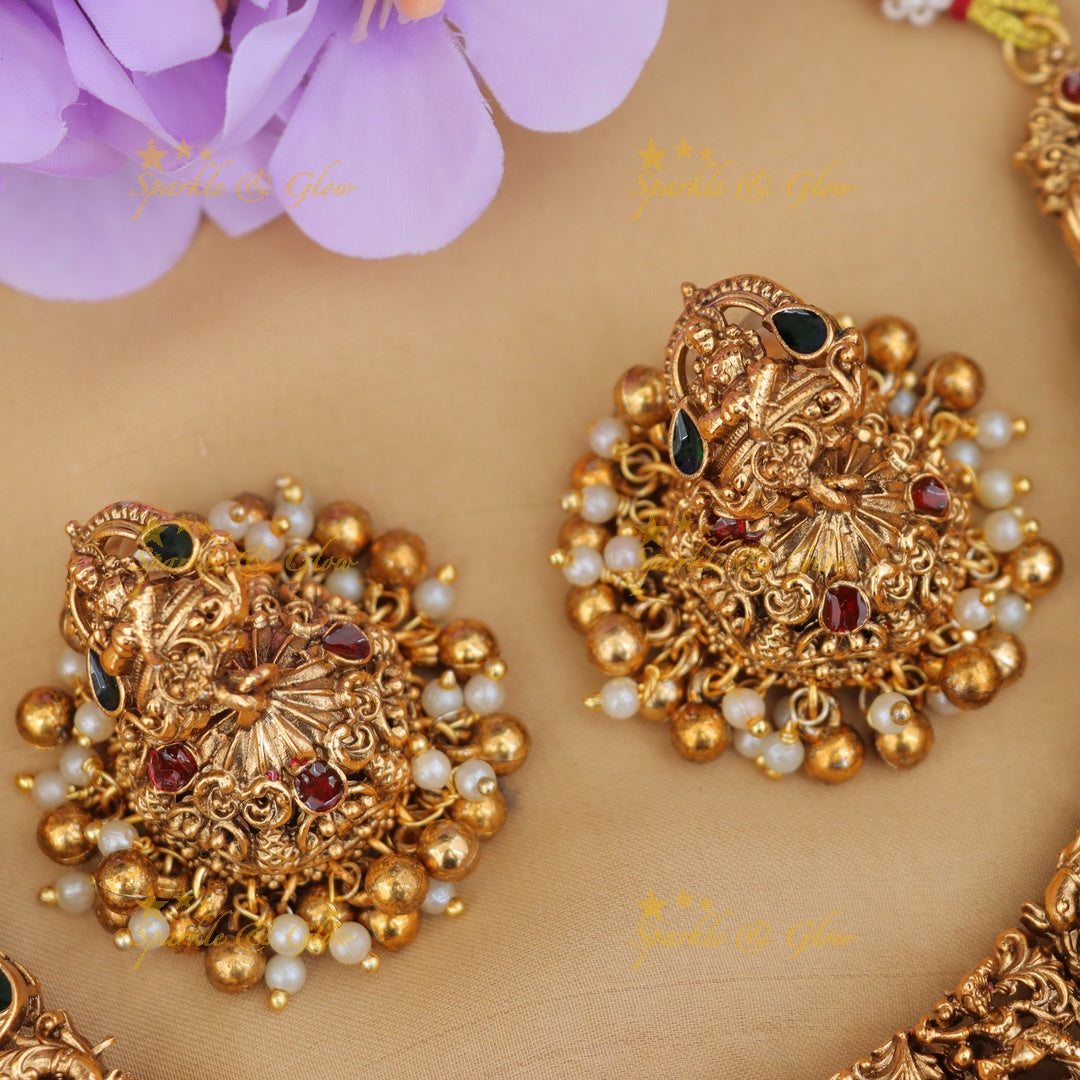 Exquisite Lakshmi Peacock Bridal Necklace for Weddings