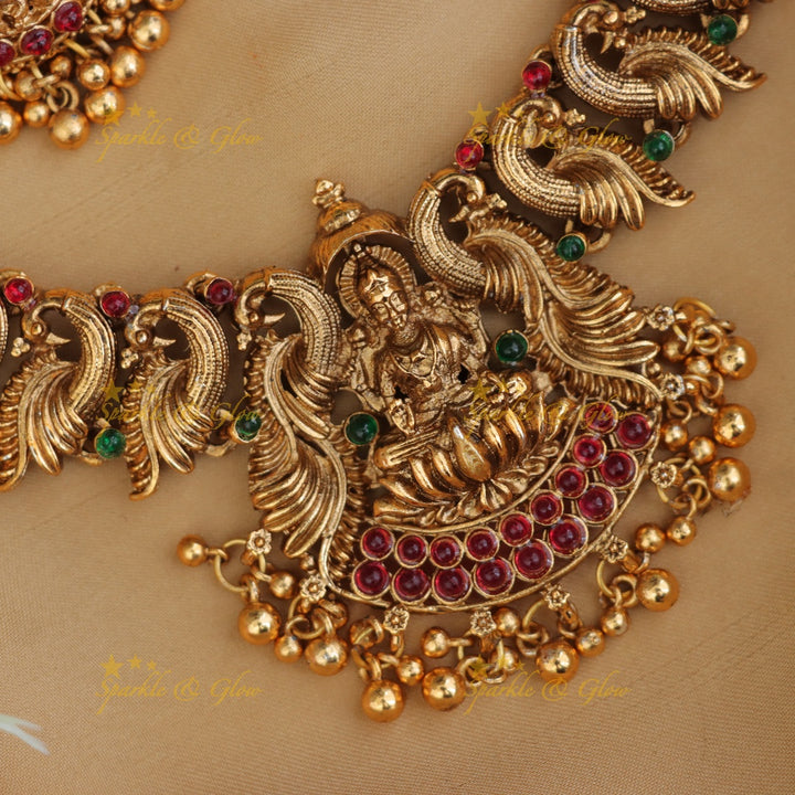 Exquisite Lakshmi Peacock Necklace - Temple Jewellery