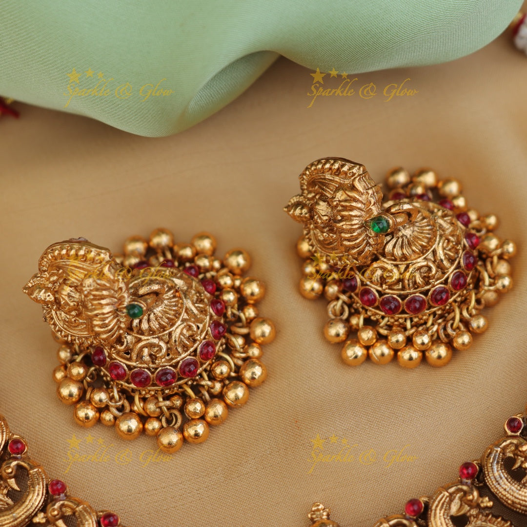 Exquisite Lakshmi Peacock Necklace - Temple Jewellery