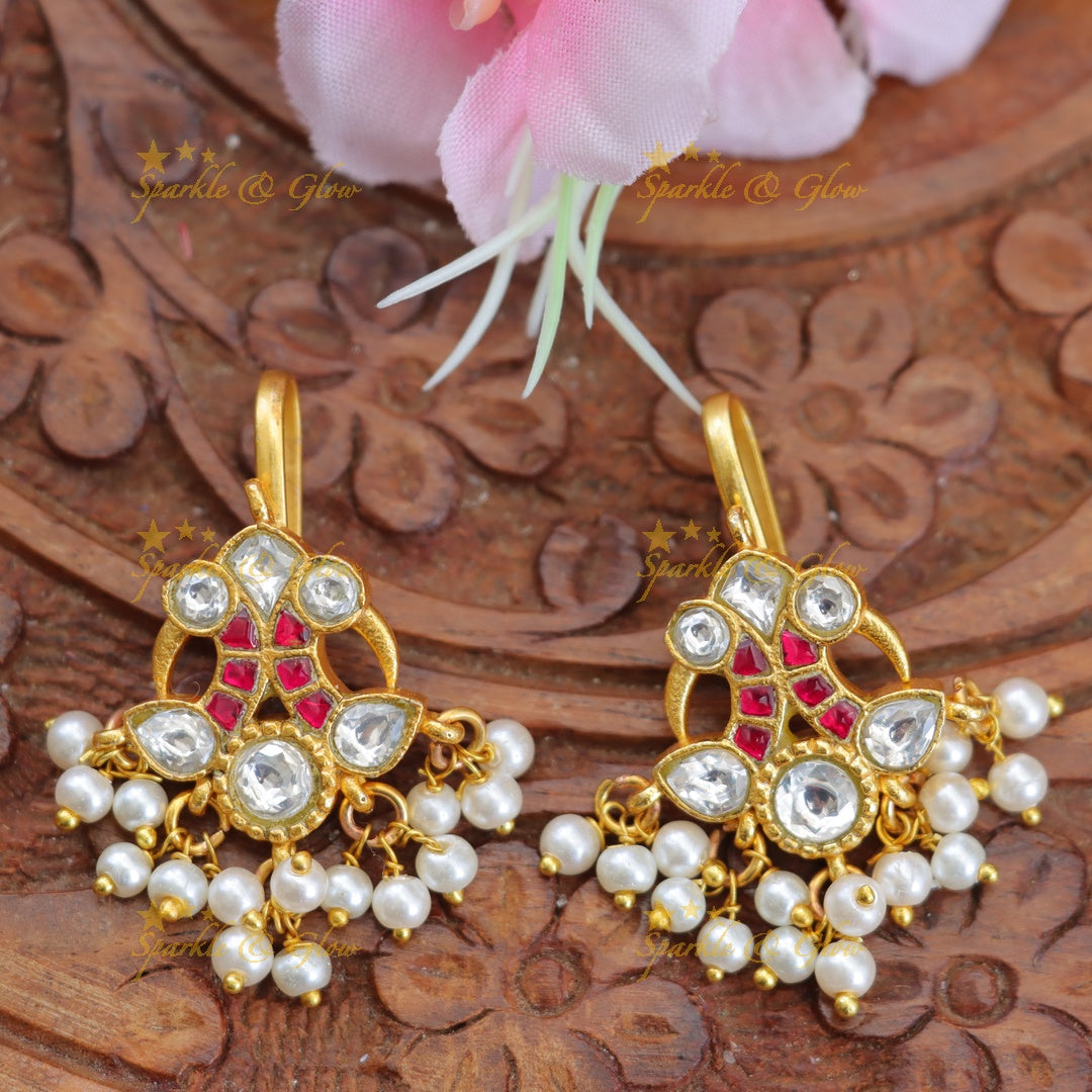 Elegant Peacock Bugadi Earrings with Pearls | New Arrival