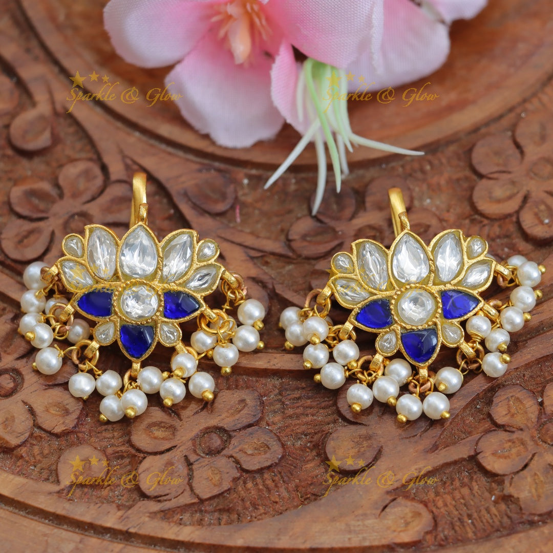 Lotus Design Jadau Earrings for Festive Elegance