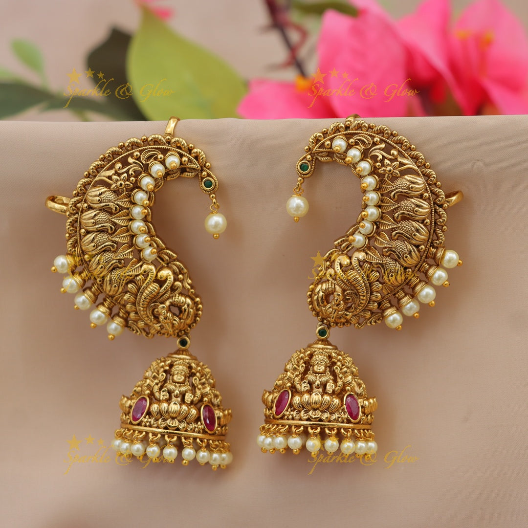 Exquisite Golden Pearl Jhumka Earrings for Celebrations