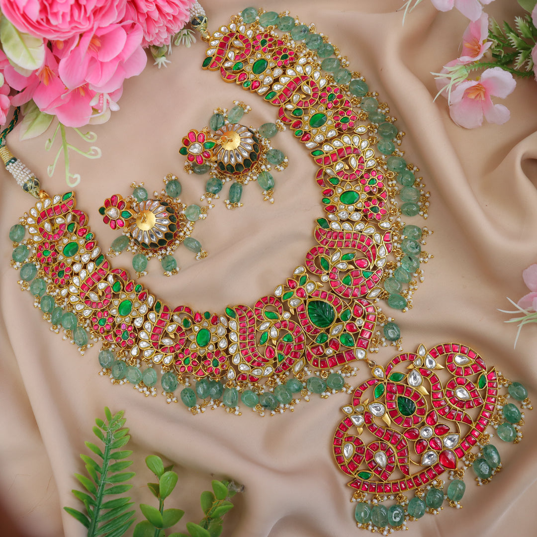 Exquisite Peacock Jadau Kundan Necklace - Festive Elegance