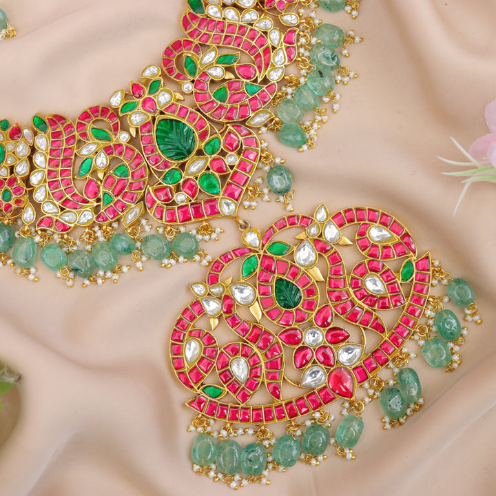Exquisite Peacock Jadau Kundan Necklace - Festive Elegance