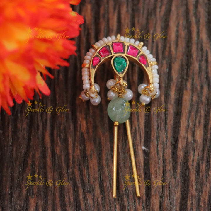Exquisite Jadau Gold Hair Pin for Bridal Elegance
